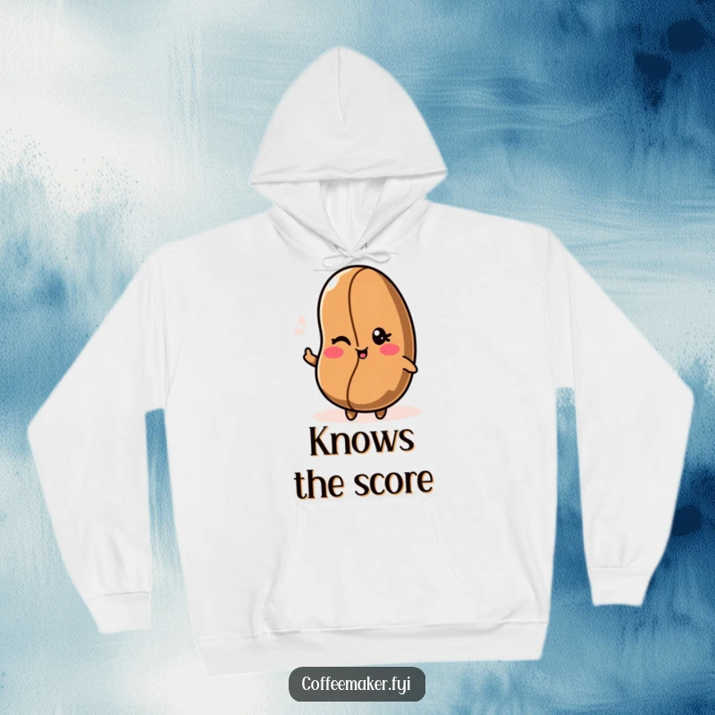 Funny Kawaii coffee bean hoodie soft and warm, featuring a mischievous wink for added personality.