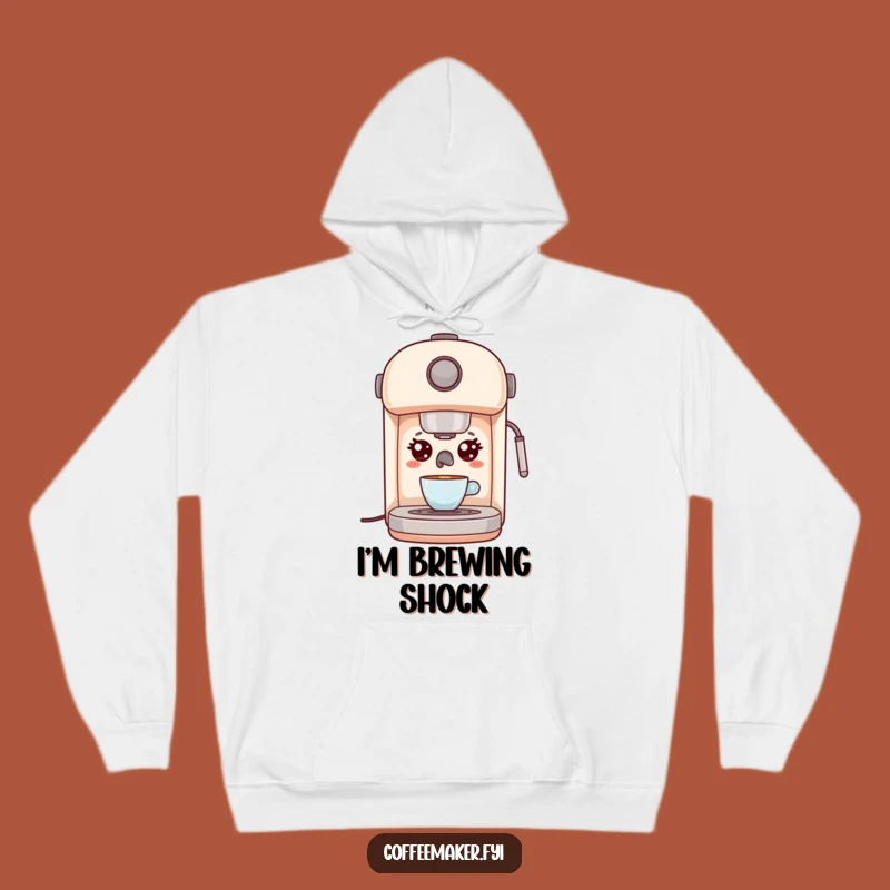 Cozy Funny Kawaii Espresso Machine Hoodie - Surprised Comfort Gift
