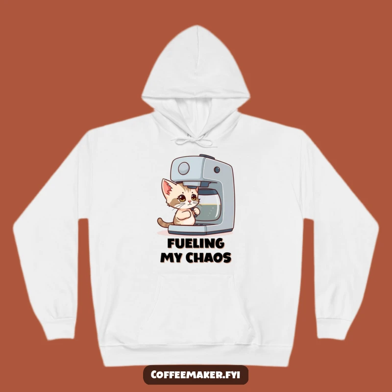 Funny Coffee Kitten Hoodie: Cozy Up with a Determined Tiny Cat and Coffee