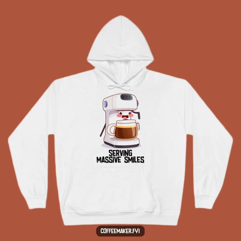 Funny Grinning Coffee Maker Hoodie: Cozy Up with a Gigantic Brew!