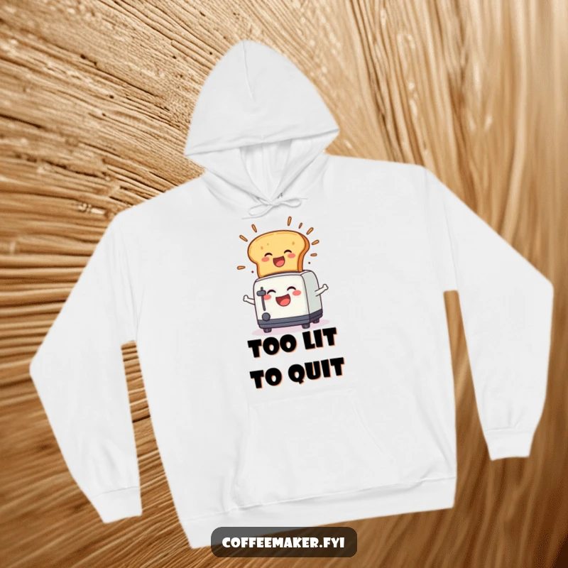 Funny Hoodie: A laughing toaster character in a joyful toast explosion, offering warmth and a hearty chuckle.