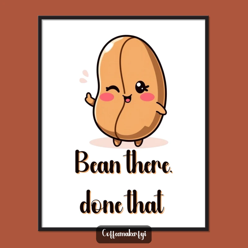 Free Printable Kawaii Coffee Bean Wink Wall Art - Funny Playful Decor Downloadable Art