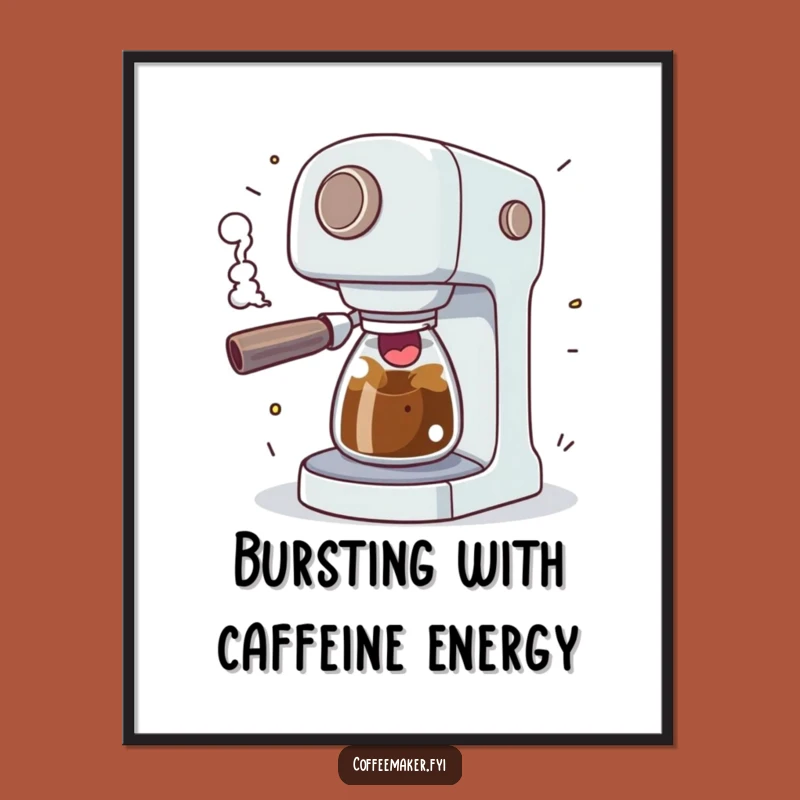 Free Printable Wall Art: Funny Sputtering Coffee Maker Downloadable Decor for a Lively Space