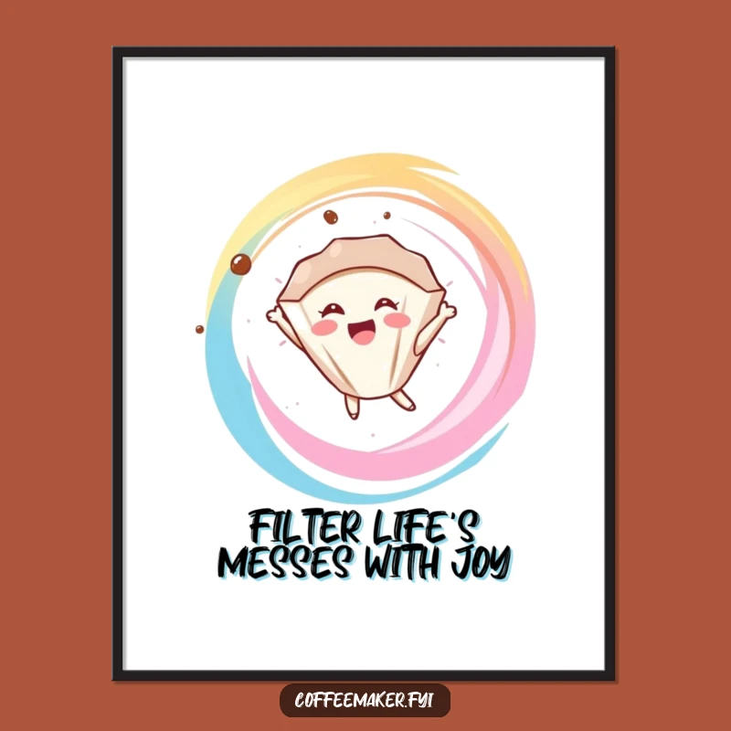 Funny Free Printable Wall Art: Happy Coffee Filter Swirl - Downloadable Home Decor
