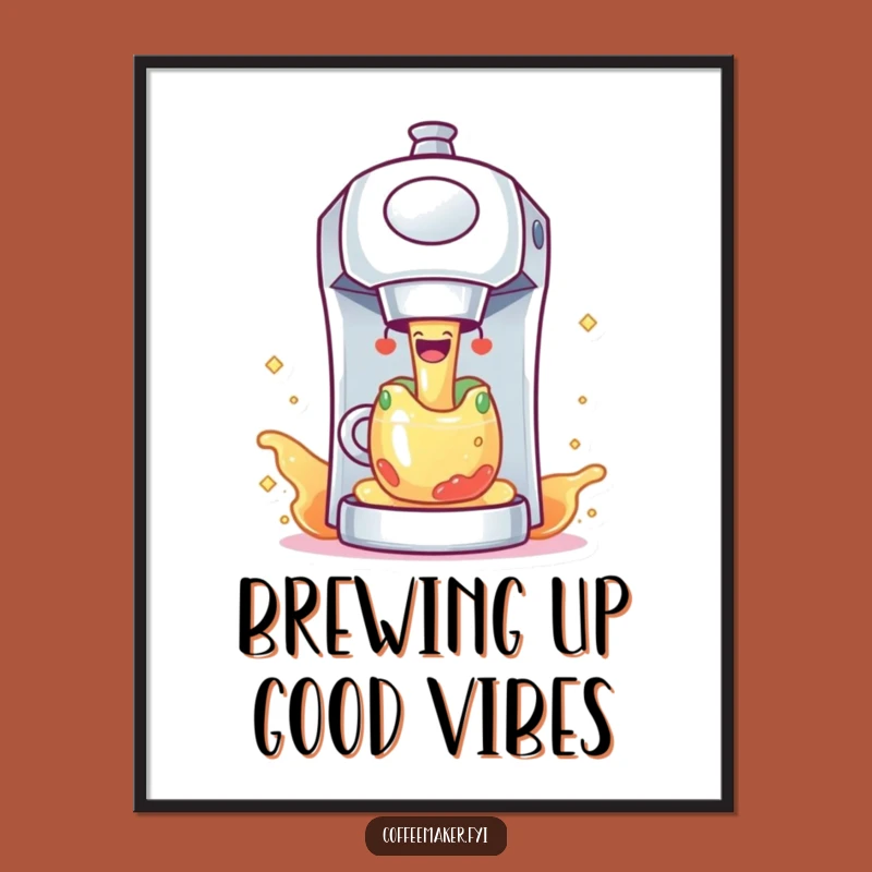 Free Printable Wall Art: Funny Sparkle Coffee Maker Downloadable Decor for Kitchen Ambiance