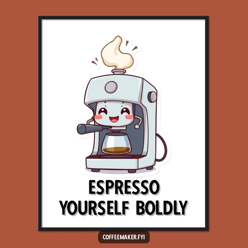 Funny Free Printable Wall Art: Coffee Machine Steam Burst Downloadable Art for Cafe Vibes