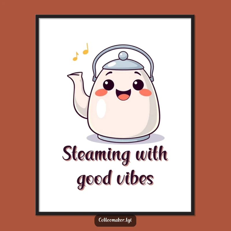 Funny Free Printable Wall Art: Happy Whistling Kettle Downloadable Art for Kitchen Cheer