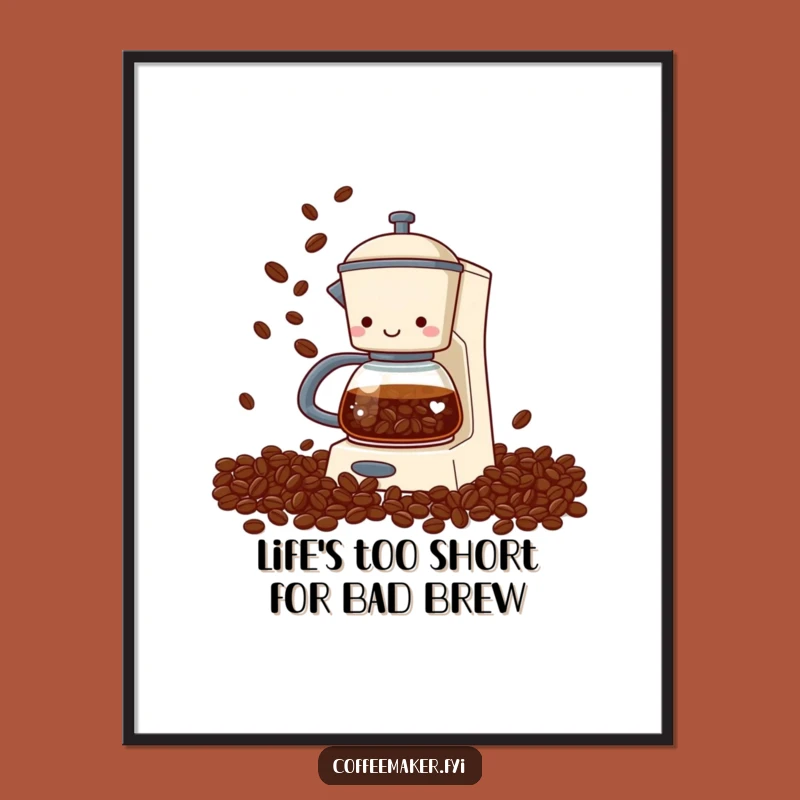 Funny Free Printable Wall Art: Juggling Coffee Maker, Downloadable Hilarious Decor