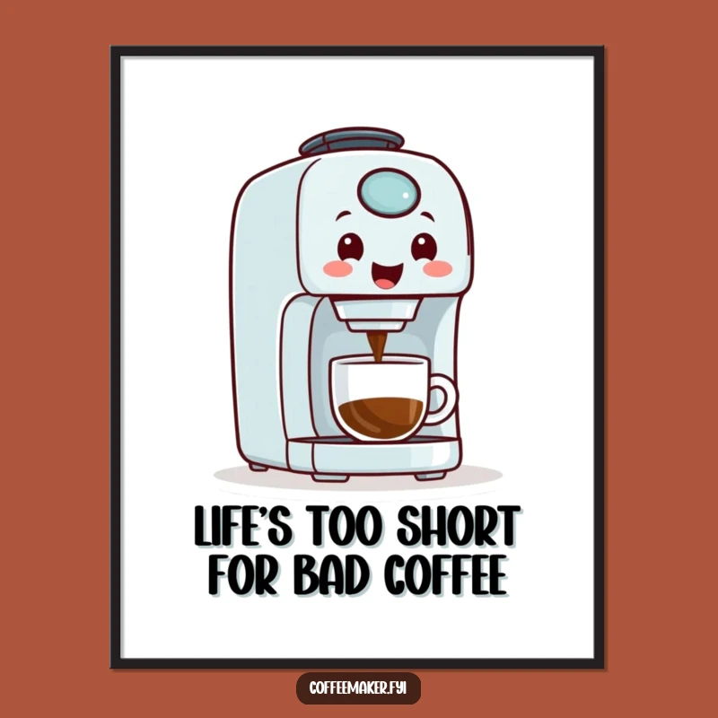 Free Printable Wall Art: Cheerful Coffee Maker, Brewing Smiles Daily!