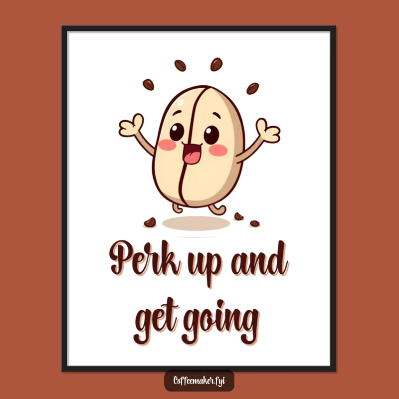 Free Printable Wall Art: Bouncing Kawaii Bean DIY Decor for Coffee Nooks