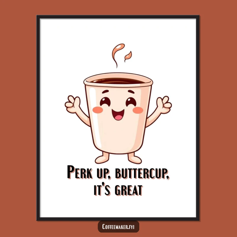 Funny Free Printable Wall Art: Cheerful Coffee Cup Cheers - Downloadable Home Decor