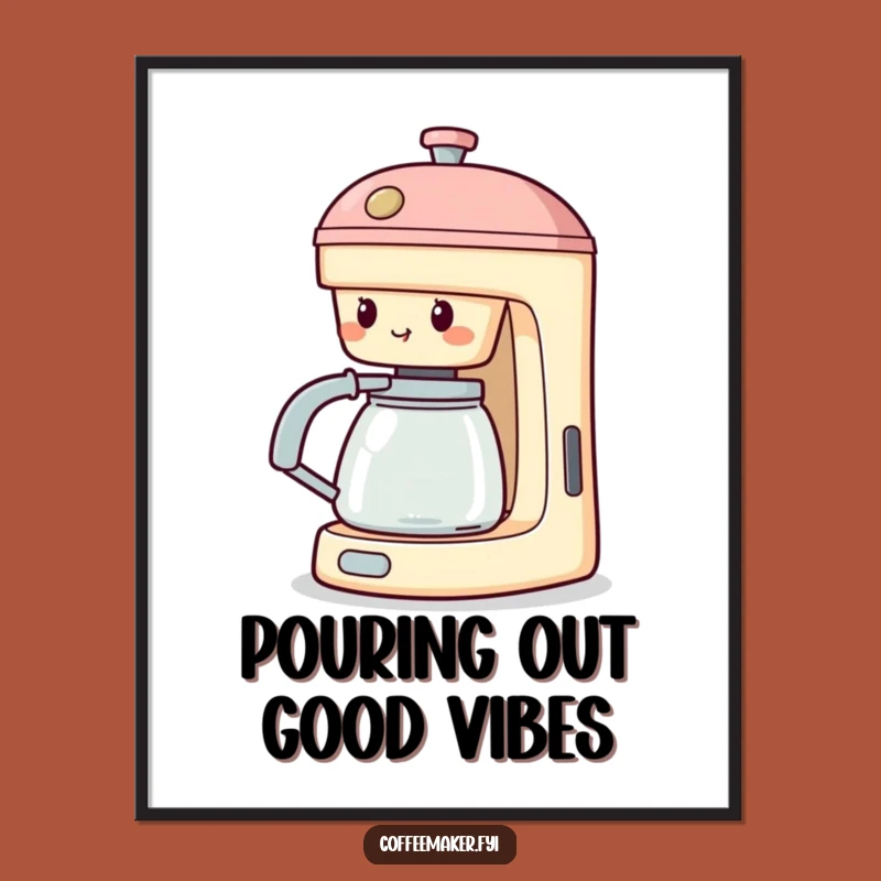 Funny Free Printable Wall Art: Cheering Coffee Maker Spout Extended Downloadable