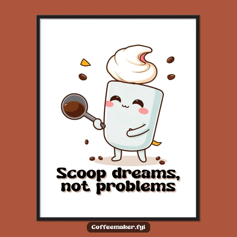 Funny Free Printable Wall Art: Giant Scoop Coffee Character - Downloadable Home Decor