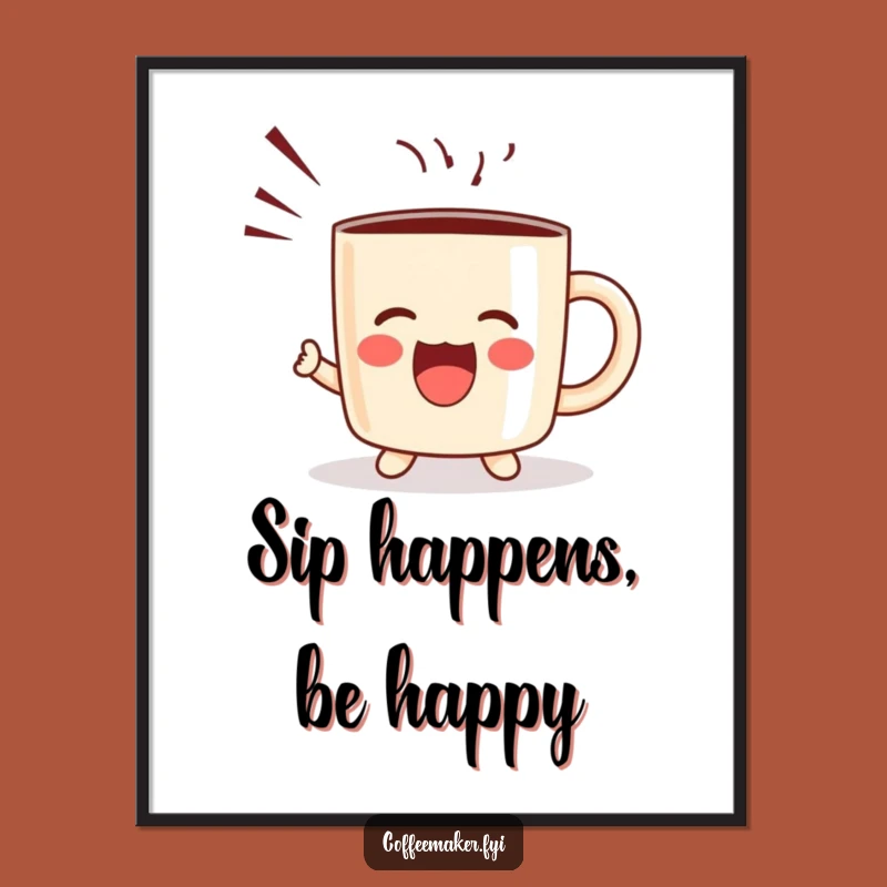 Funny Free Printable Kawaii Wall Art: Joyful Mug Downloadable Decor