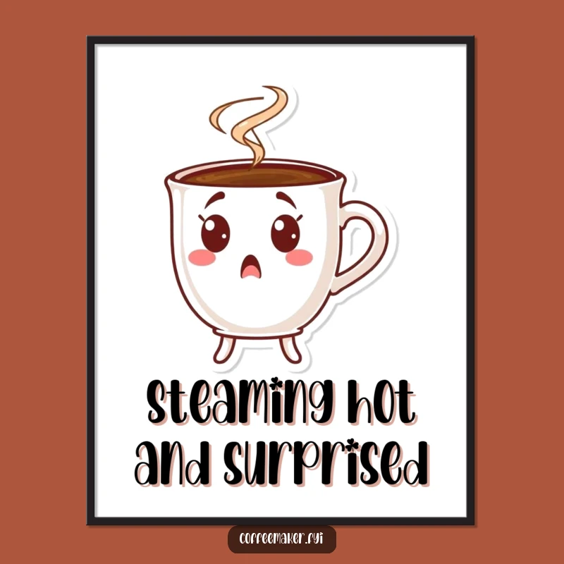 Surprised Coffee Cup Free Printable Wall Art - Funny Downloadable Art