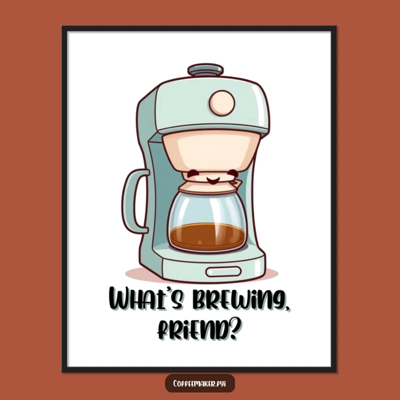 Free Printable Wall Art: Funny Peeking Coffee Maker Downloadable Decor with a Sly Grin