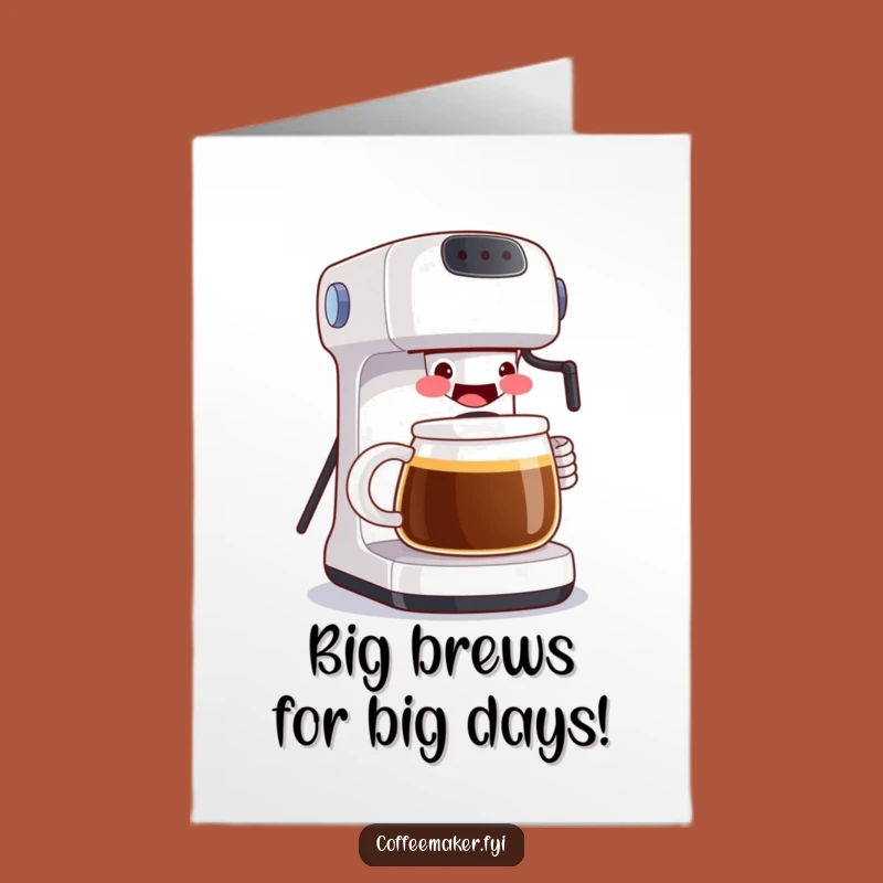 Free Printable Birthday Card: Grinning Coffee Maker Giant Mug Gift