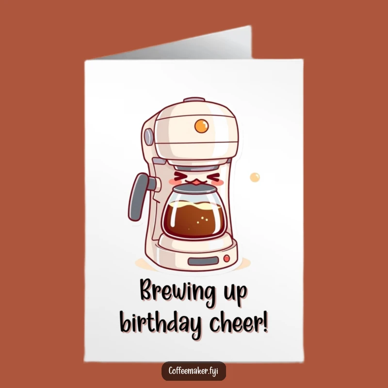 Free Printable Birthday Card: Mischievous Kawaii Coffee Maker Winking Funny Downloadable Gift