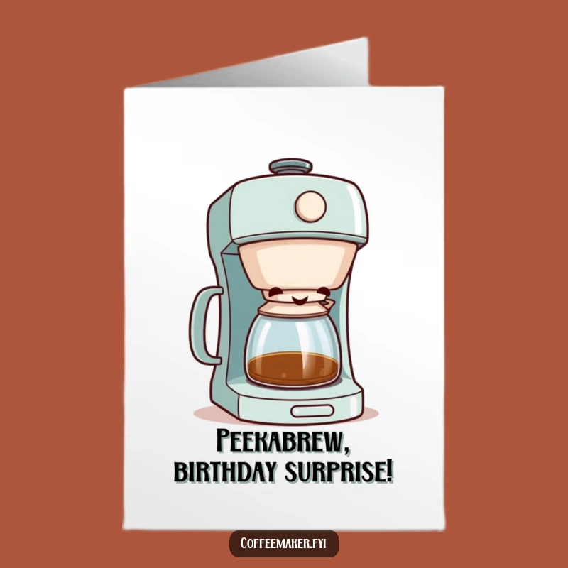 Free Printable Peeking Coffee Maker Card: Mischievous Birthday Downloadable Gift for Sneaky Fun