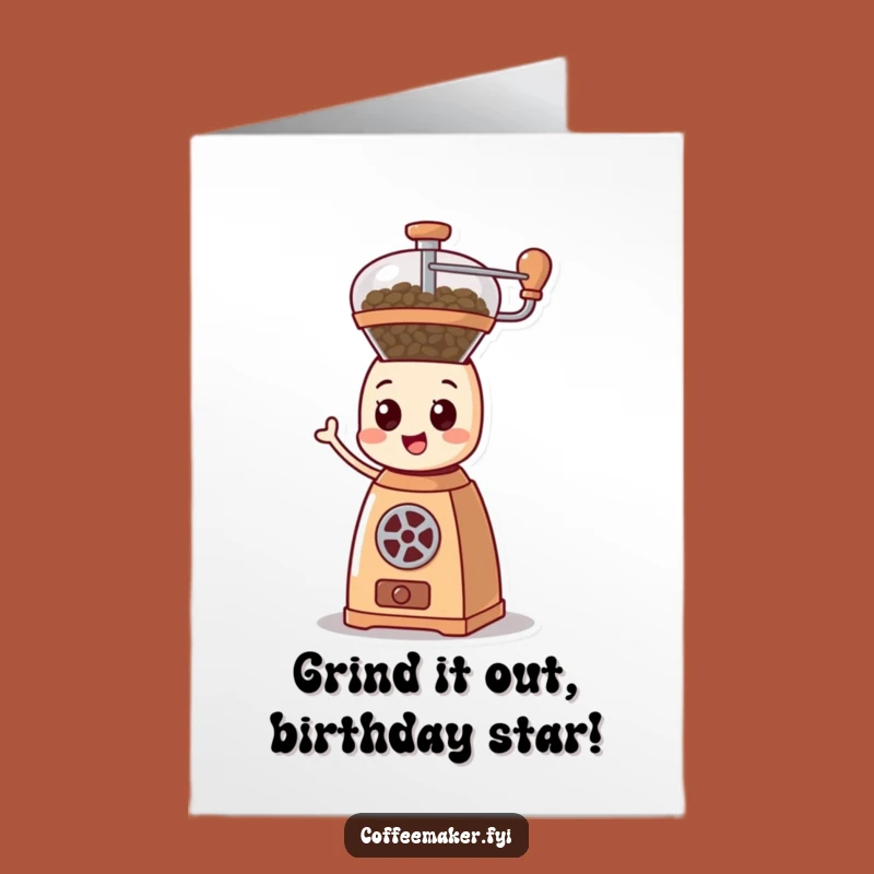 Free Printable Birthday Card: Spinning Coffee Grinder Digital Download for Giggles