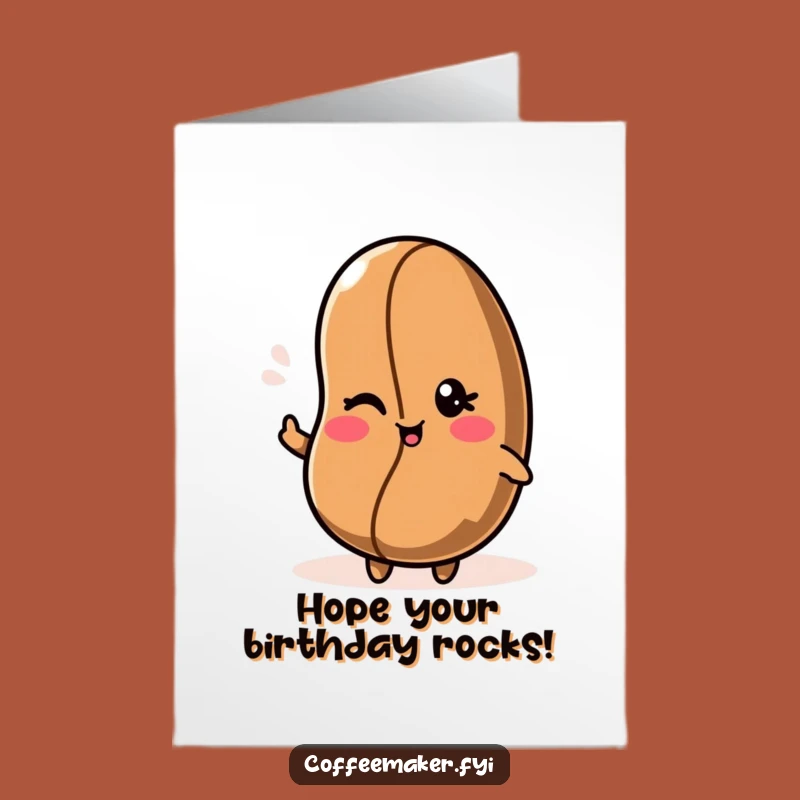 Free Printable Kawaii Coffee Bean Wink Birthday Card - Funny Playful Downloadable Gift