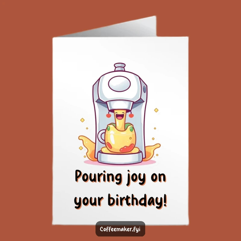 Free Printable Coffee Maker Birthday Card: Fun Sparkle Downloadable Gift for a Joyful Celebration