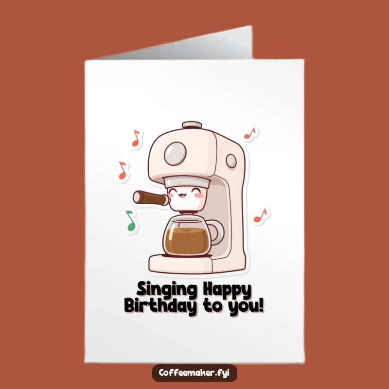 Funny Free Printable Birthday Card: Musical Coffee Maker & Notes Downloadable Gift