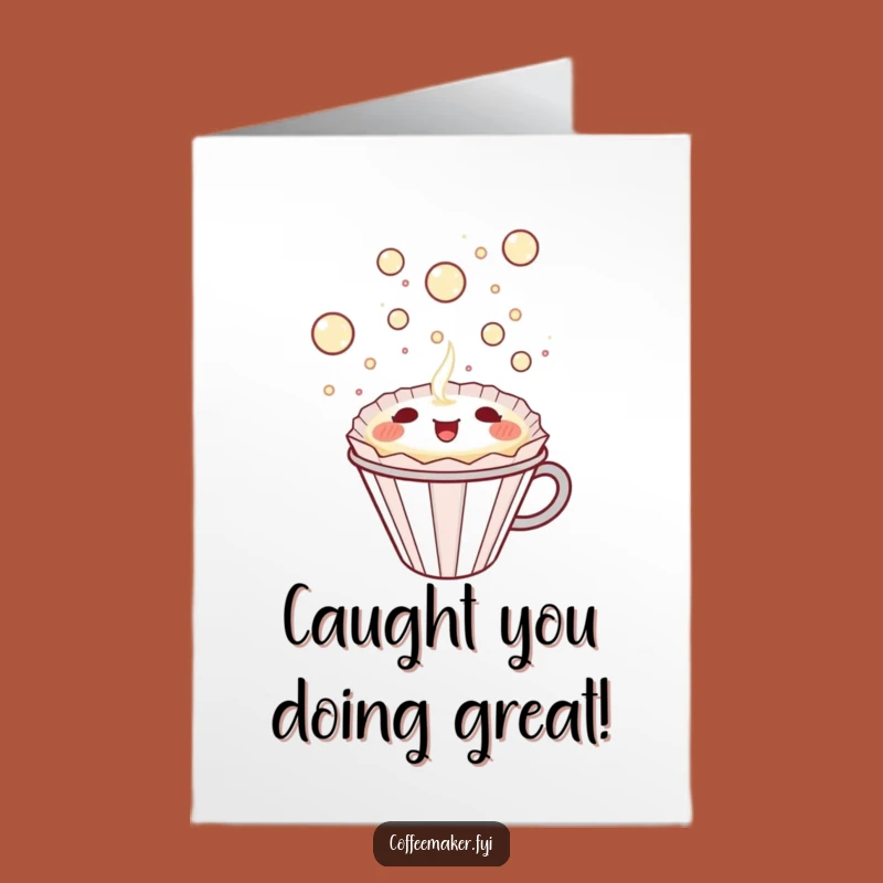Free Printable Congrats Card: Happy Kawaii Coffee Filter - Funny Downloadable Gift