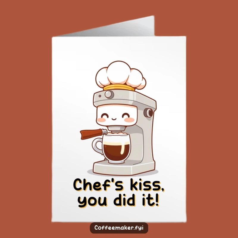 Free Printable Congrats Card: Chef Coffee Maker - Elegant Funny Downloadable