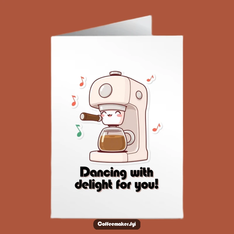 Free Printable Congratulations Card: Musical Coffee Maker Celebrates Success Downloadable
