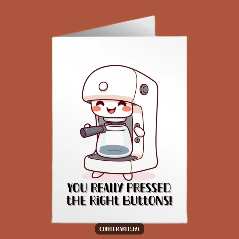 Free Printable Congrats Card: Happy Kawaii Coffee Maker Jigging Funny Downloadable Gift