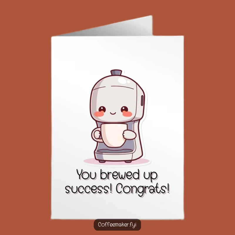 Free Printable Congrats Card: Kawaii Coffee Maker Celebrates Your Success With Joy