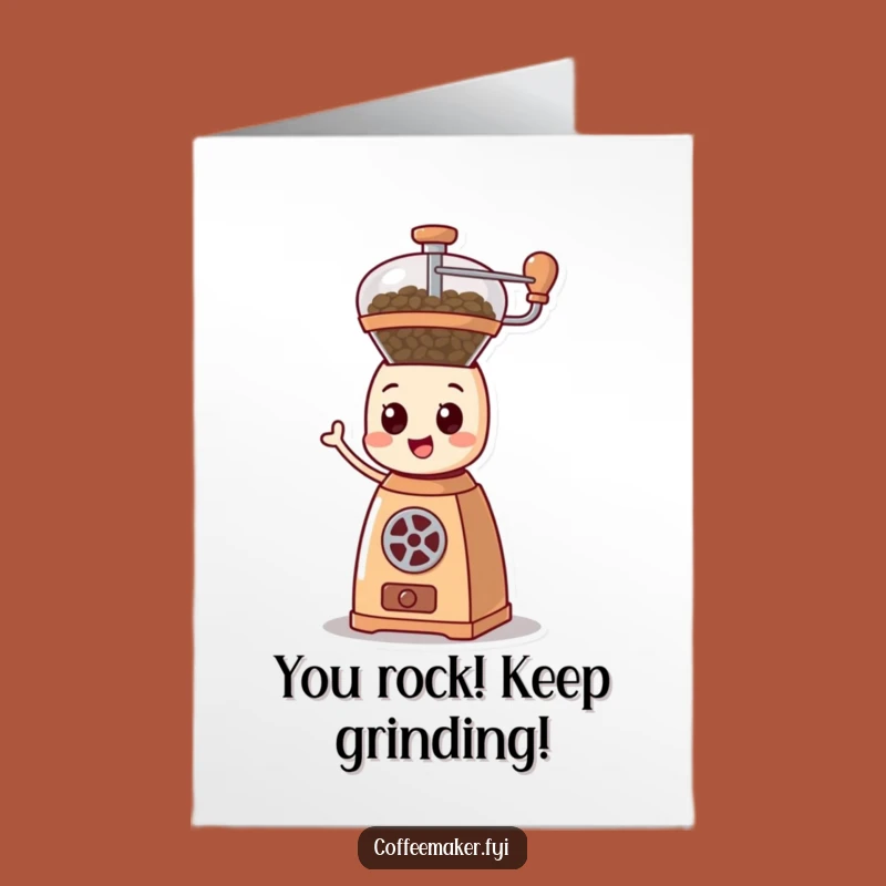 Free Printable Congrats Card: Spinning Coffee Grinder Digital Download for Success