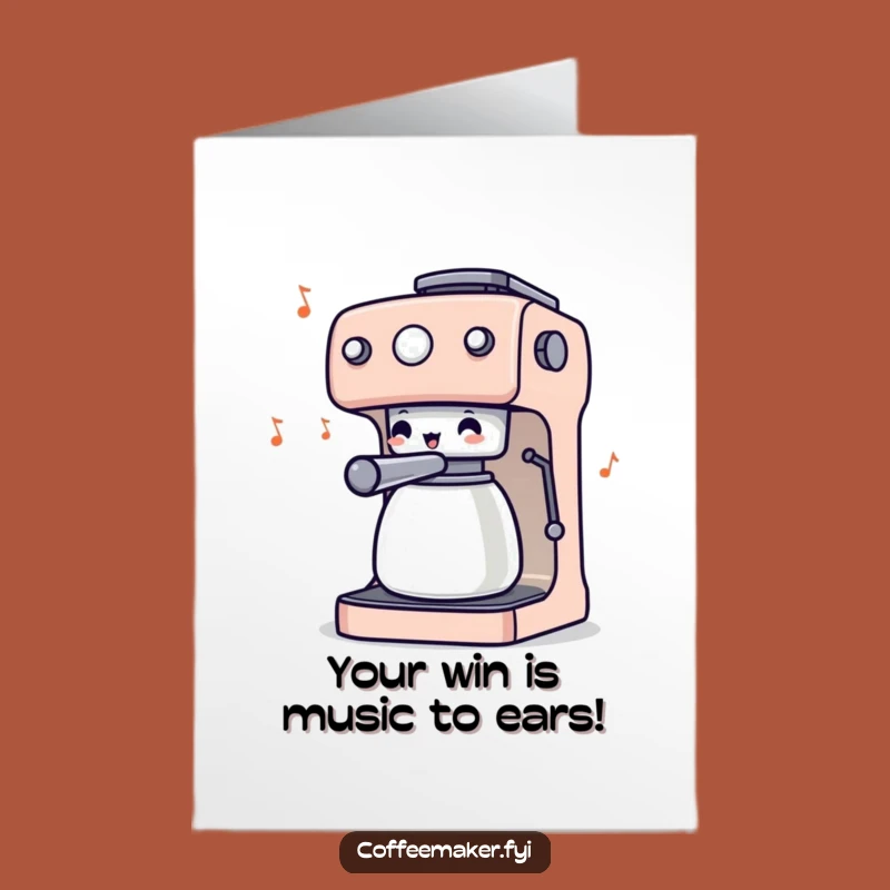 Free Printable Congrats Card: Wiggling Coffee Maker - Humorous Downloadable Gift