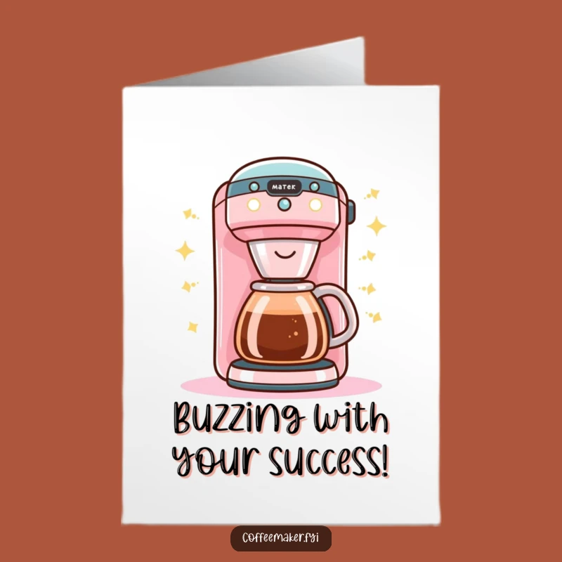 Free Printable Kawaii Coffee Maker Congrats Card - Cheerful Buzzing Downloadable Gift