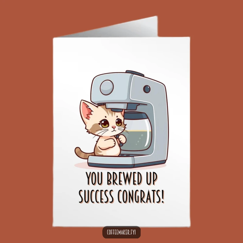 Free Printable Kitten Coffee Card: Funny Congratulations Downloadable Gift for Coffee Addicts