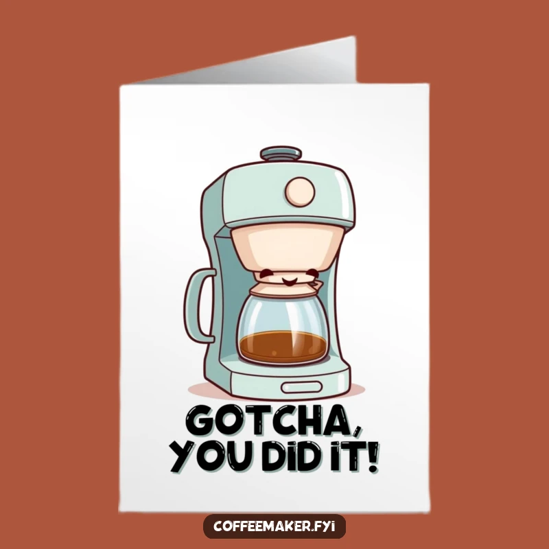 Free Printable Peeking Coffee Maker Congrats Card: Mischief Downloadable Gift for Secret Celebrations
