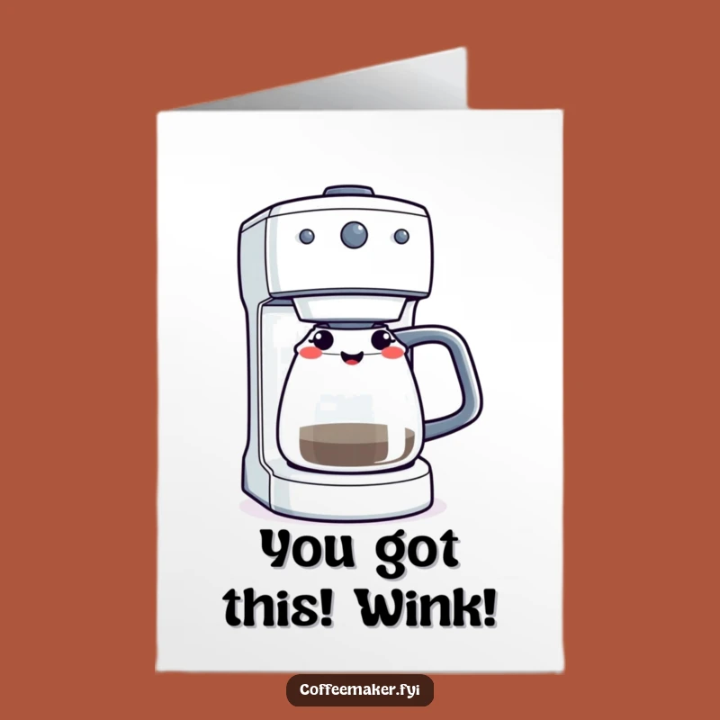 Congrats! Free Printable Card: Coffee Maker Gives a Cheerful Wink!