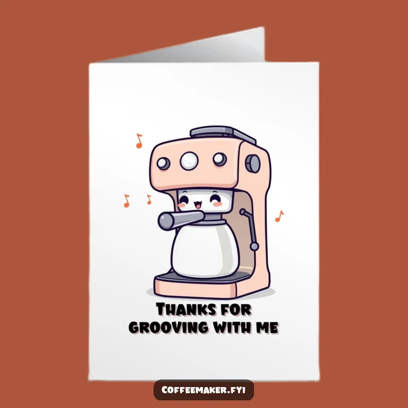 Free Printable Thank You Card: Coffee Maker Conducting Gratitude - Funny Downloadable