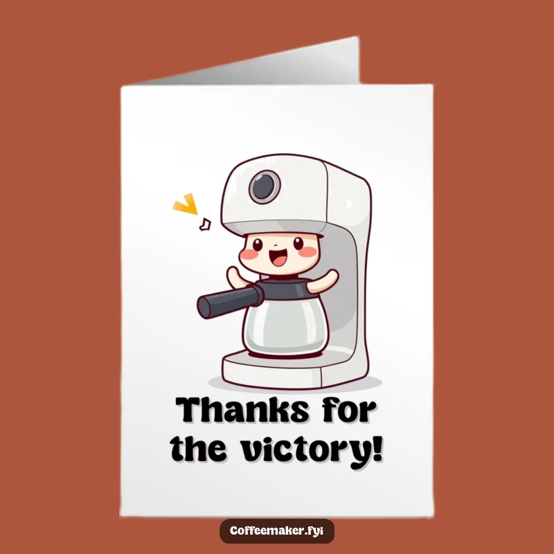 Free Printable Thank You Card: Grateful Coffee Maker Shimmying Appreciation Downloadable