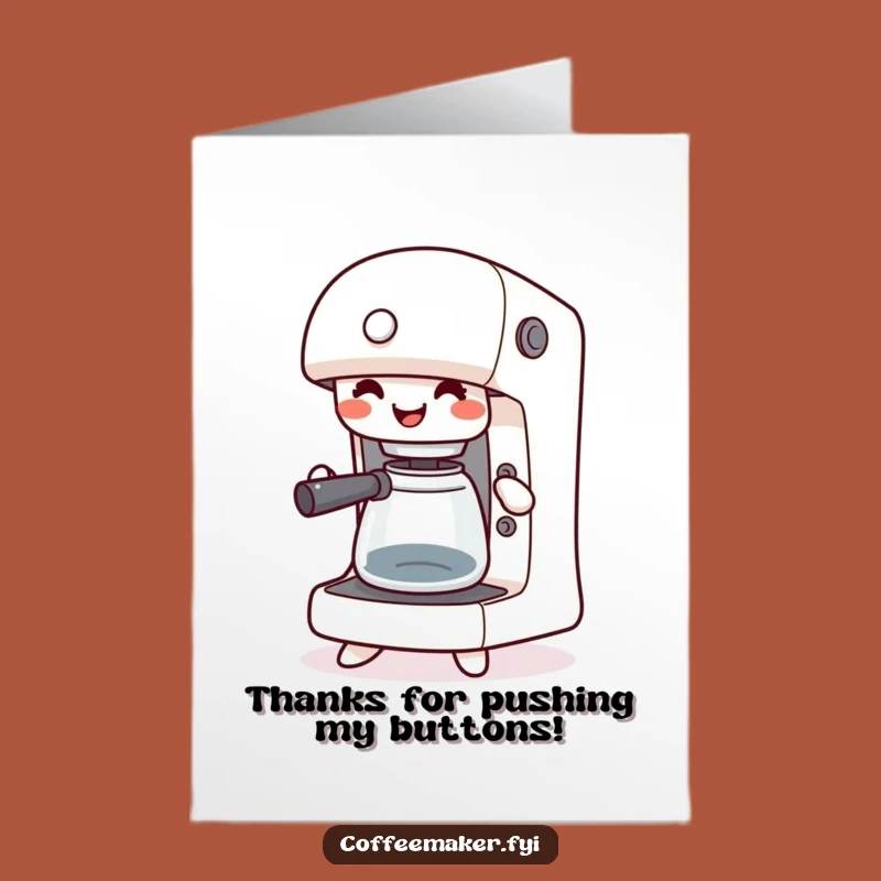 Free Printable Thank You Card: Happy Kawaii Coffee Maker Jigging Funny Downloadable Gift