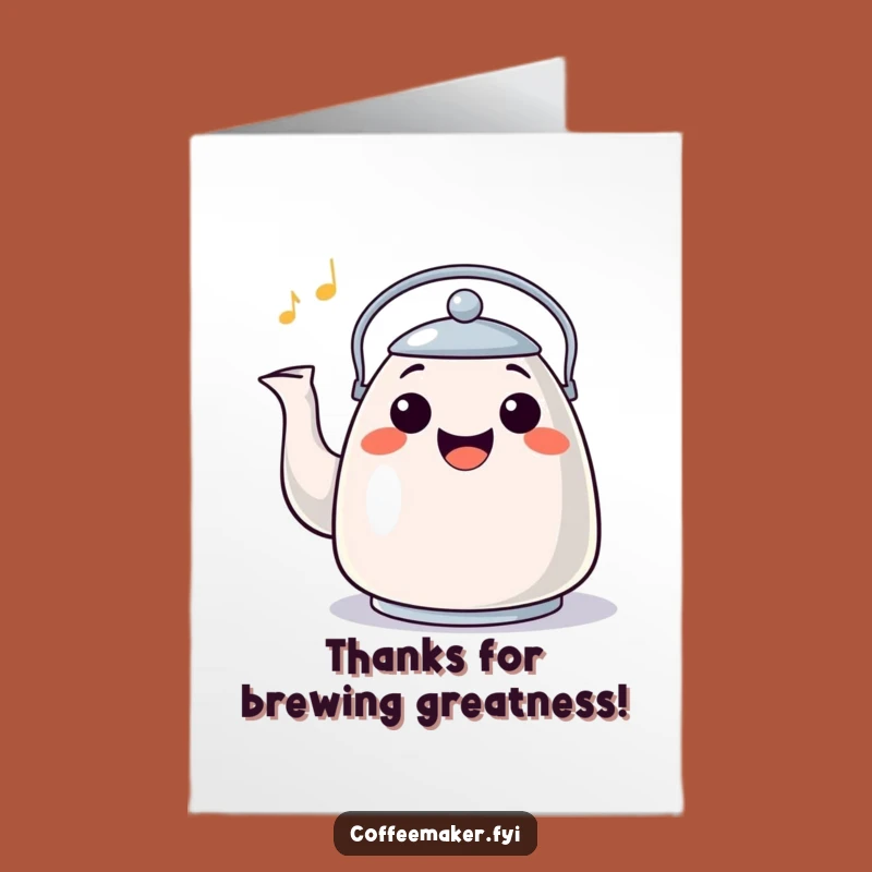 Free Printable Thank You Card: Happy Kettle Tune Funny Downloadable Gift for Gratefulness