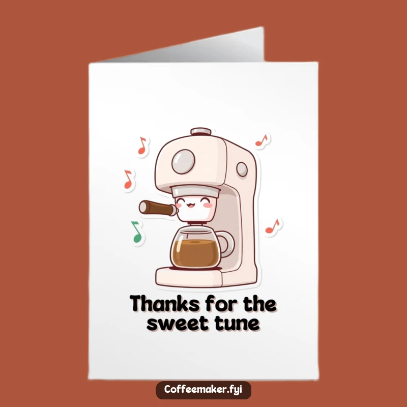 Free Printable Thank You Card: Musical Coffee Maker Sings Gratitude Downloadable