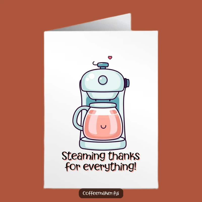 Free Printable Thank You Card: Cheerful Coffee Maker - Funny Downloadable Gift