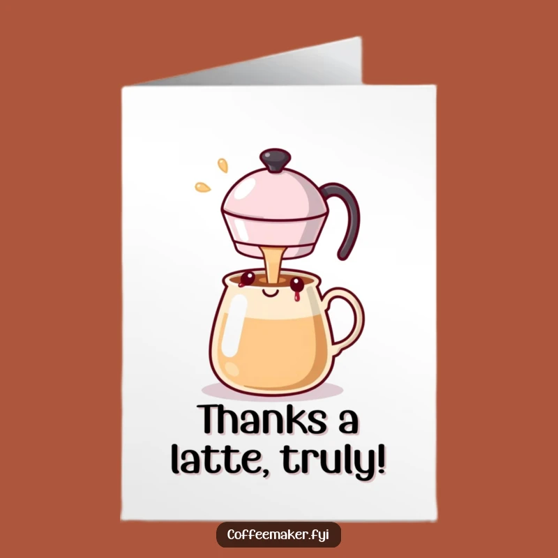 Free Printable Kawaii Coffee Pot Thank You Card - Humble Happiness Downloadable Gift