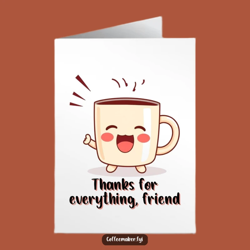 Free Printable Thank You Card: Kawaii Mug's Happy Shout Downloadable Gift