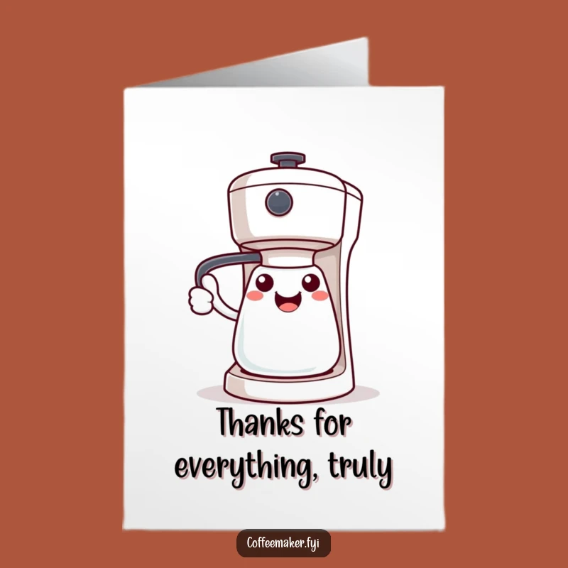 Free Printable Thank You Card: Kawaii Coffee Maker Welcomes Your Kindness With Thanks