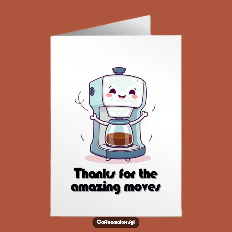 Free Printable Thank You Card: Dancing Coffee Maker - Fun Downloadable Gift