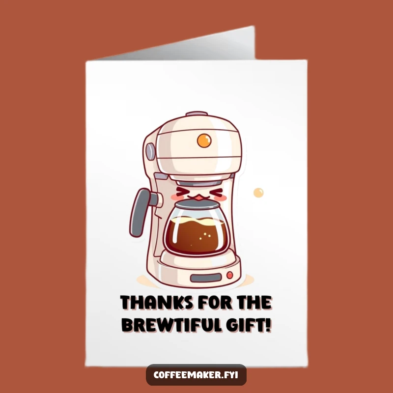 Free Printable Thank You Card: Mischievous Kawaii Coffee Maker Winking Funny Downloadable Gift