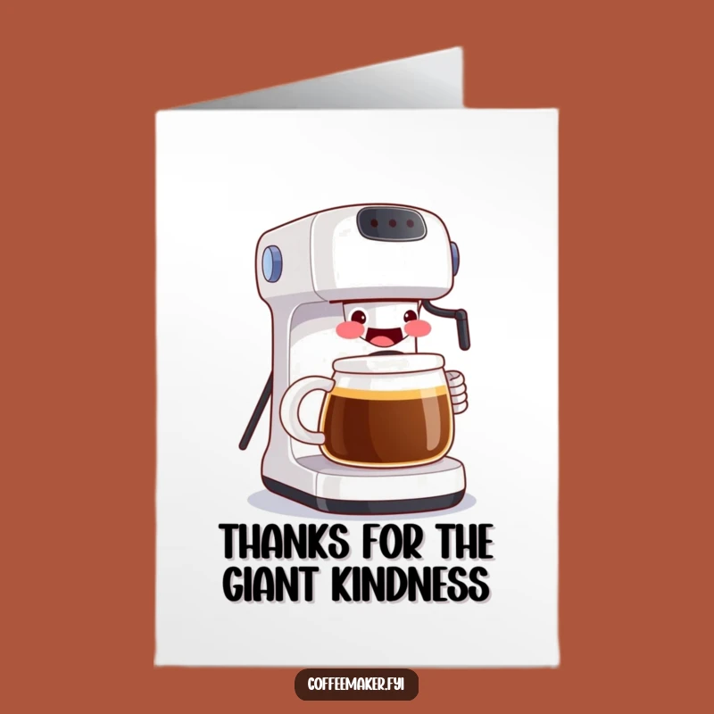 Free Printable Thank You Card: Grinning Coffee Maker Appreciation Download